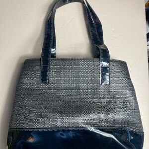 Jaclyn Smith Black Woven Textured Shiny Shoulder Bag - Like New!